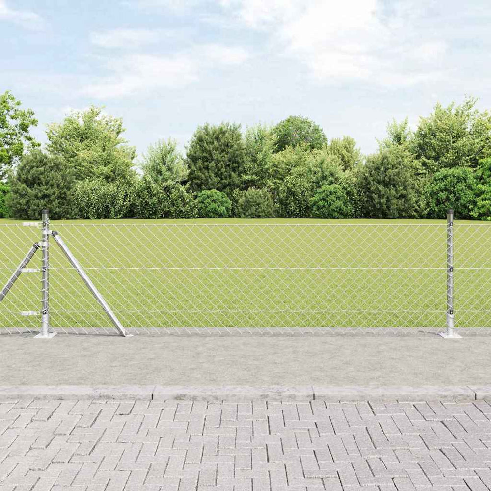 vidaXL Chainlink Fence with Concrete Base 25 x 0.4 m PVC-Coated Steel mesh Size 60 x 60 mm mesh Concrete Base Fix