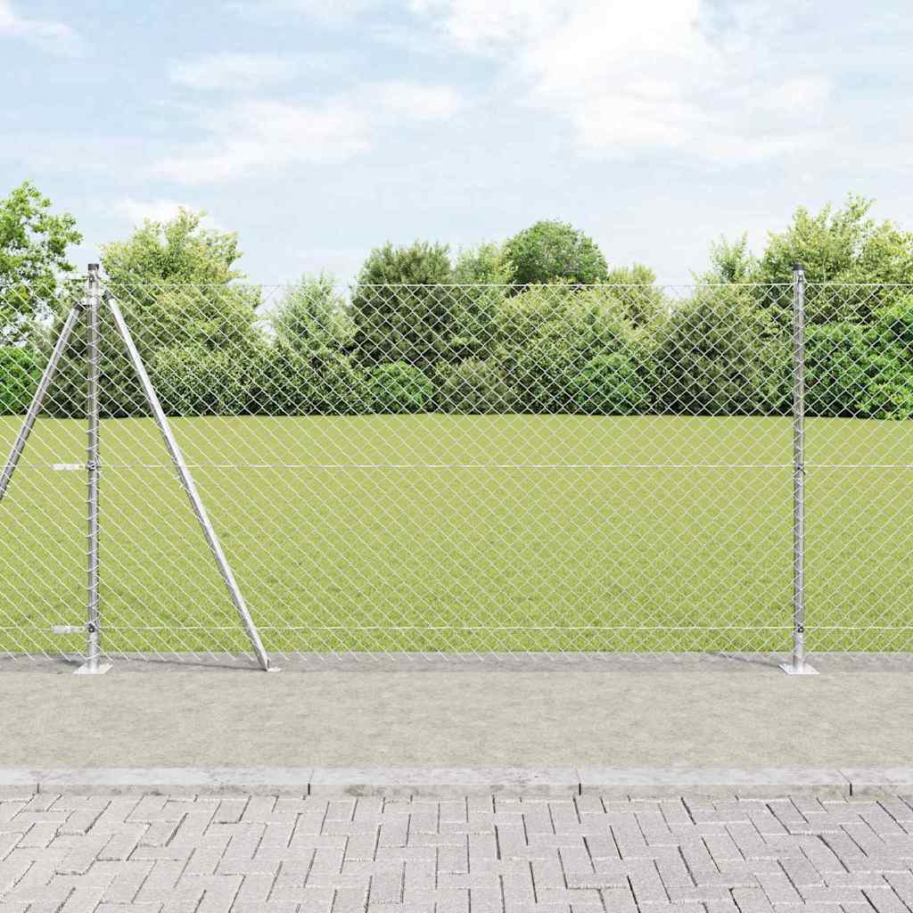 Chainlink Fence with Concrete Base 25 x 0.4 m PVC-Coated Steel mesh Size 60 x 60 mm mesh Concrete Base Fix Galvanised steel 1.2 m