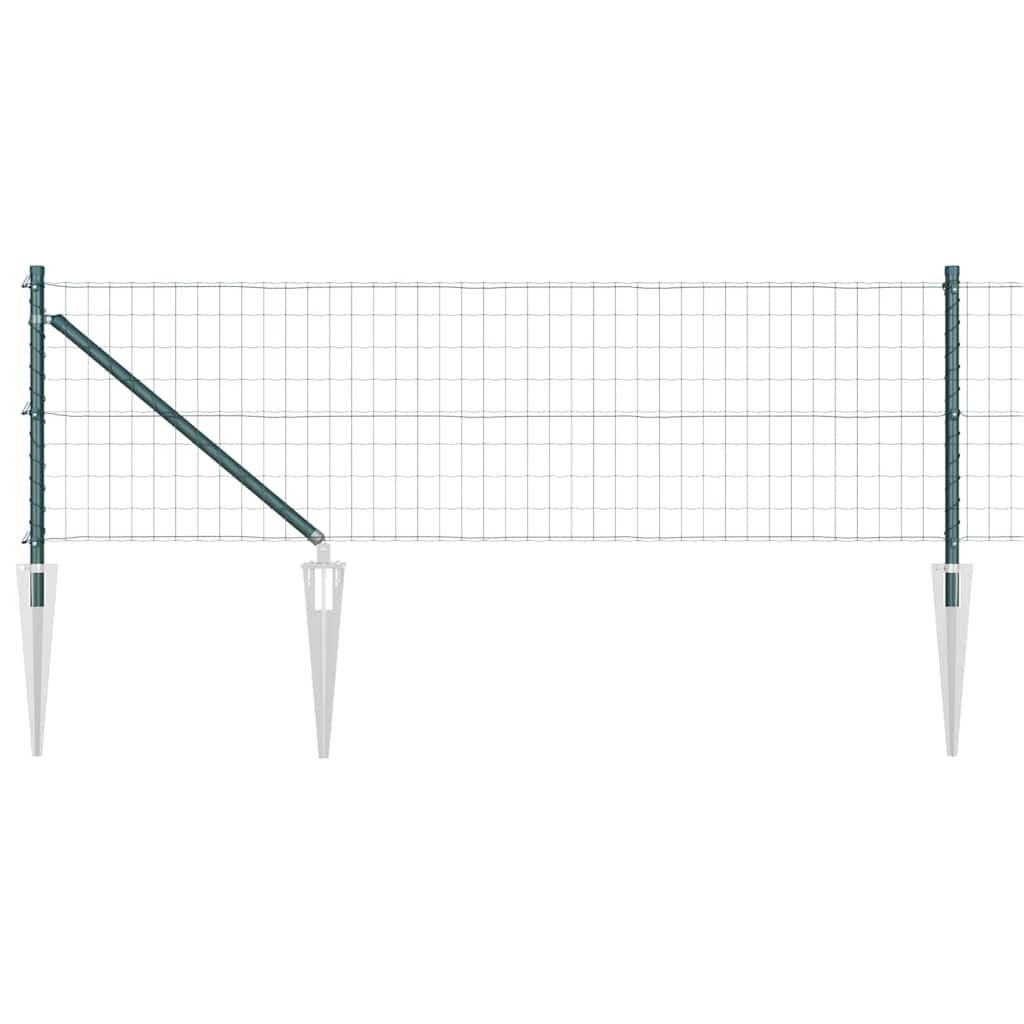 Euro Fence with Spikes 50 x 0.4 m PVC-Coated Steel Mesh Spike Anchor Fix Green 0.4 m 50 x 100 mm mesh