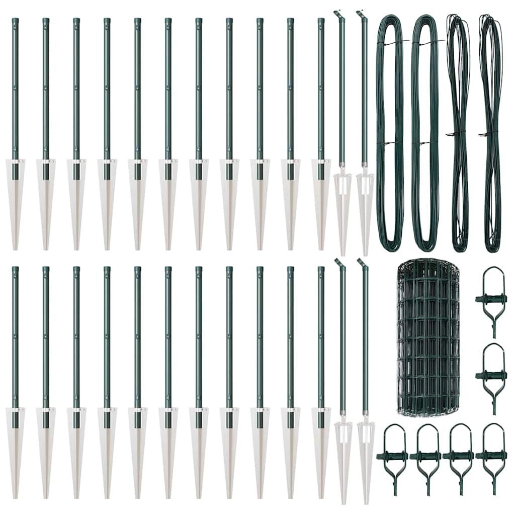Euro Fence with Spikes 50 x 0.4 m PVC-Coated Steel Mesh Spike Anchor Fix Green 0.4 m 50 x 100 mm mesh