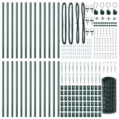 Euro Fence with Spikes 50 x 0.4 m PVC-Coated Steel Mesh Spike Anchor Fix Green 0.4 m 50 x 100 mm mesh