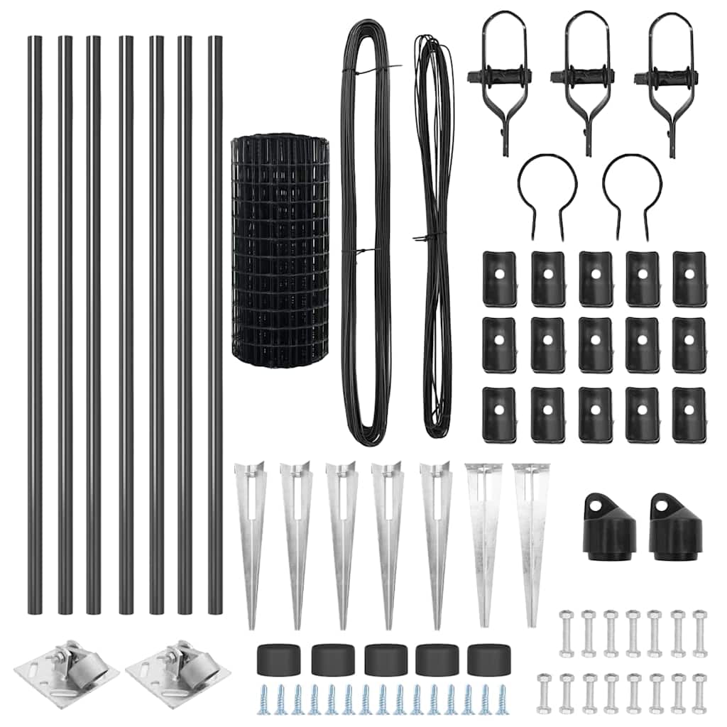 Euro Fence with Spikes 10 x 1 m PVC-Coated Steel Mesh Spike Anchor Fix Grey mesh Size 100 x 100 mm mesh 0.8 m