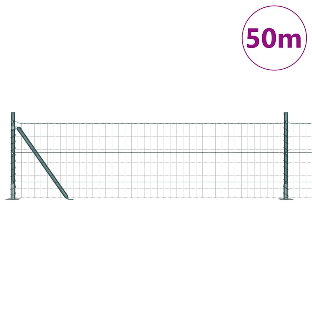 Euro Fence with Concrete Base 50 x 0.4 m PVC-Coated Steel Concrete Base Fix Green 0.4 m 50 x 100 mm mesh