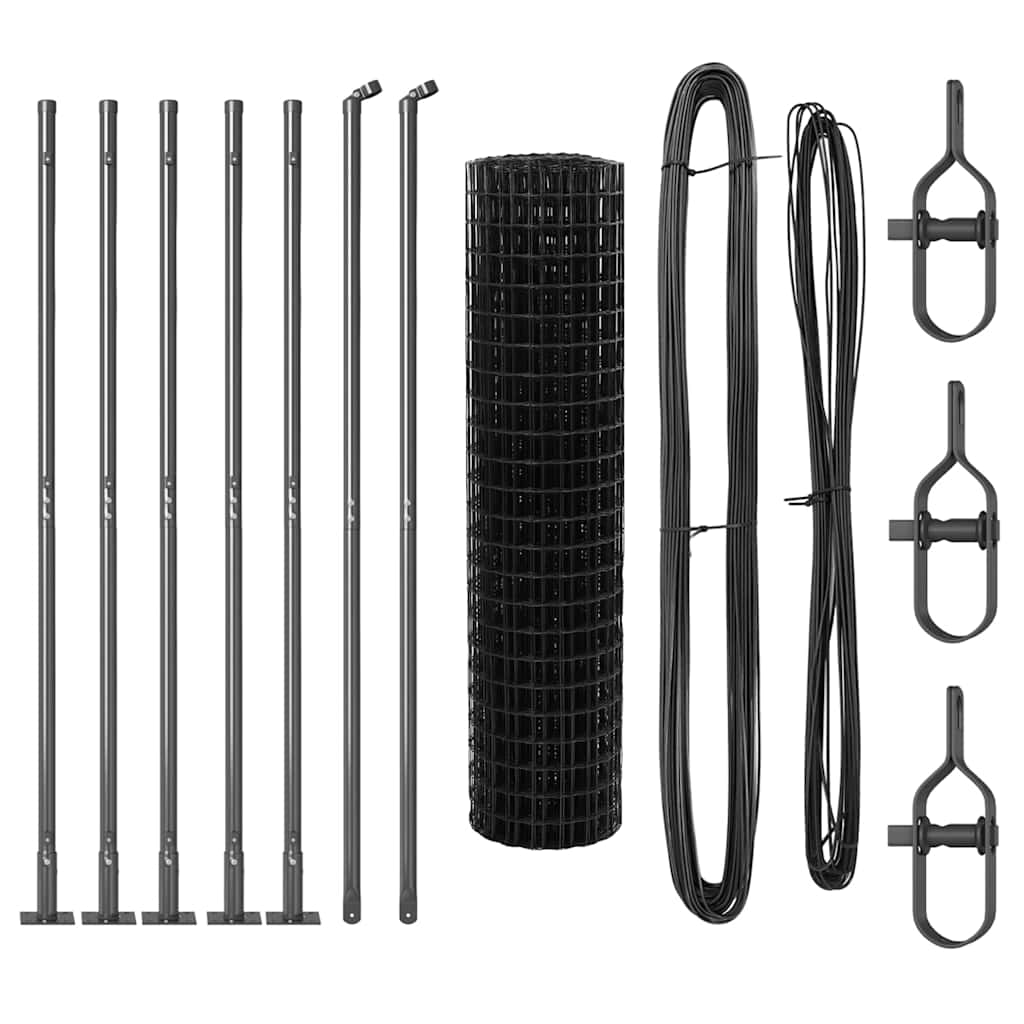 Euro Fence with Concrete Base 10 x 1 m PVC-Coated Steel Concrete Base Fix Grey mesh Size 100 x 100 mm mesh 1 m