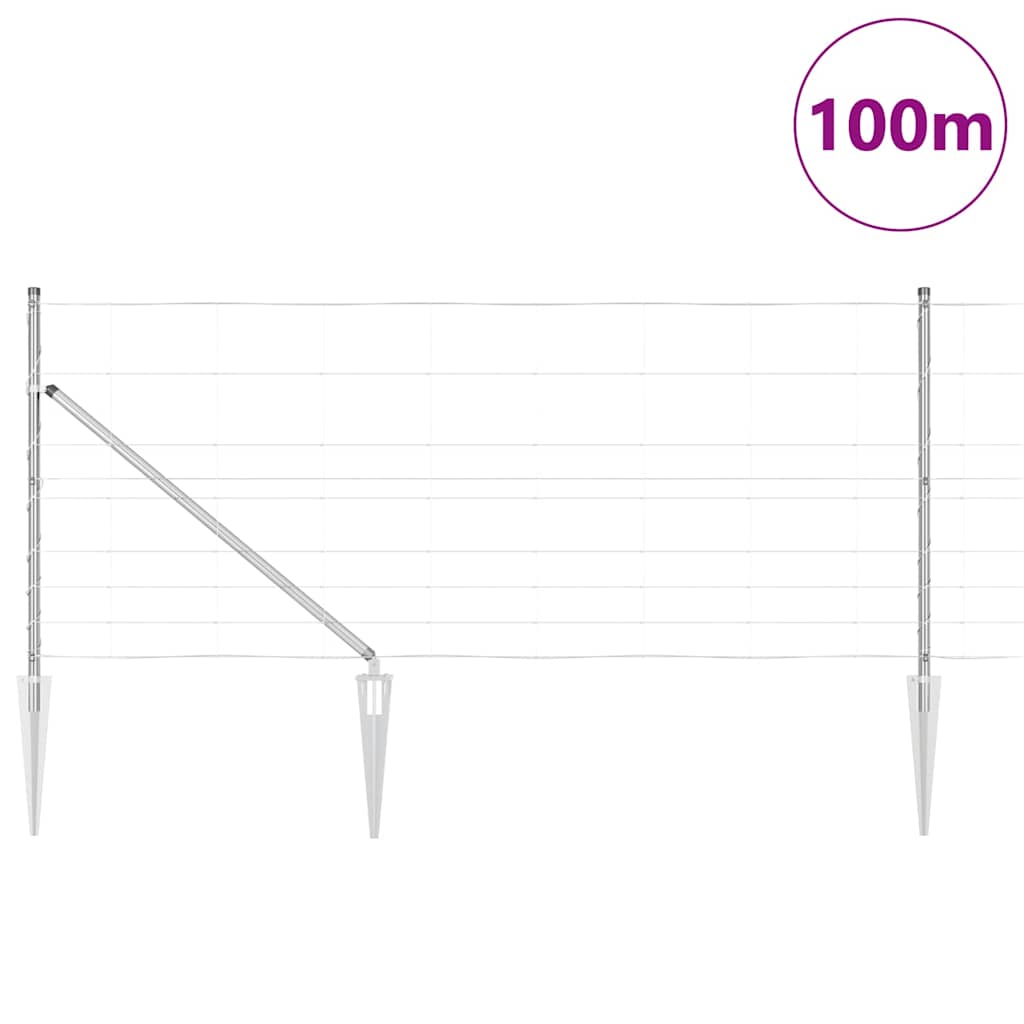 Welded Wire Fence with Spikes Galvanised Steel Spike Anchor Fix Length 100 m 1 m 30 cm (8 wires)
