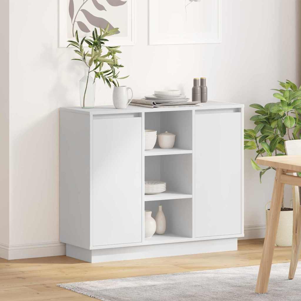 LED Sideboard 90 x 32 x 75 cm Engineered Wood White