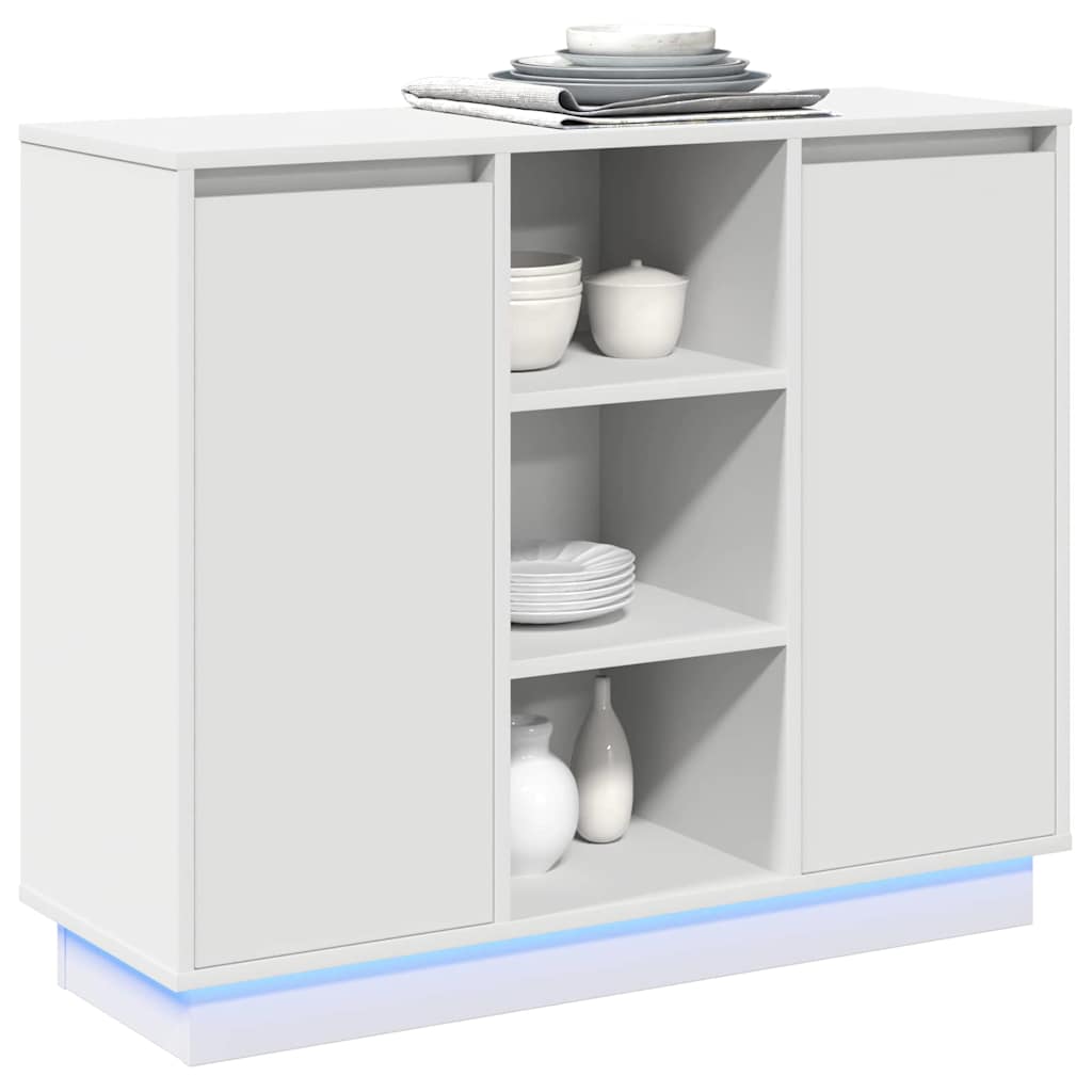 LED Sideboard 90 x 32 x 75 cm Engineered Wood White