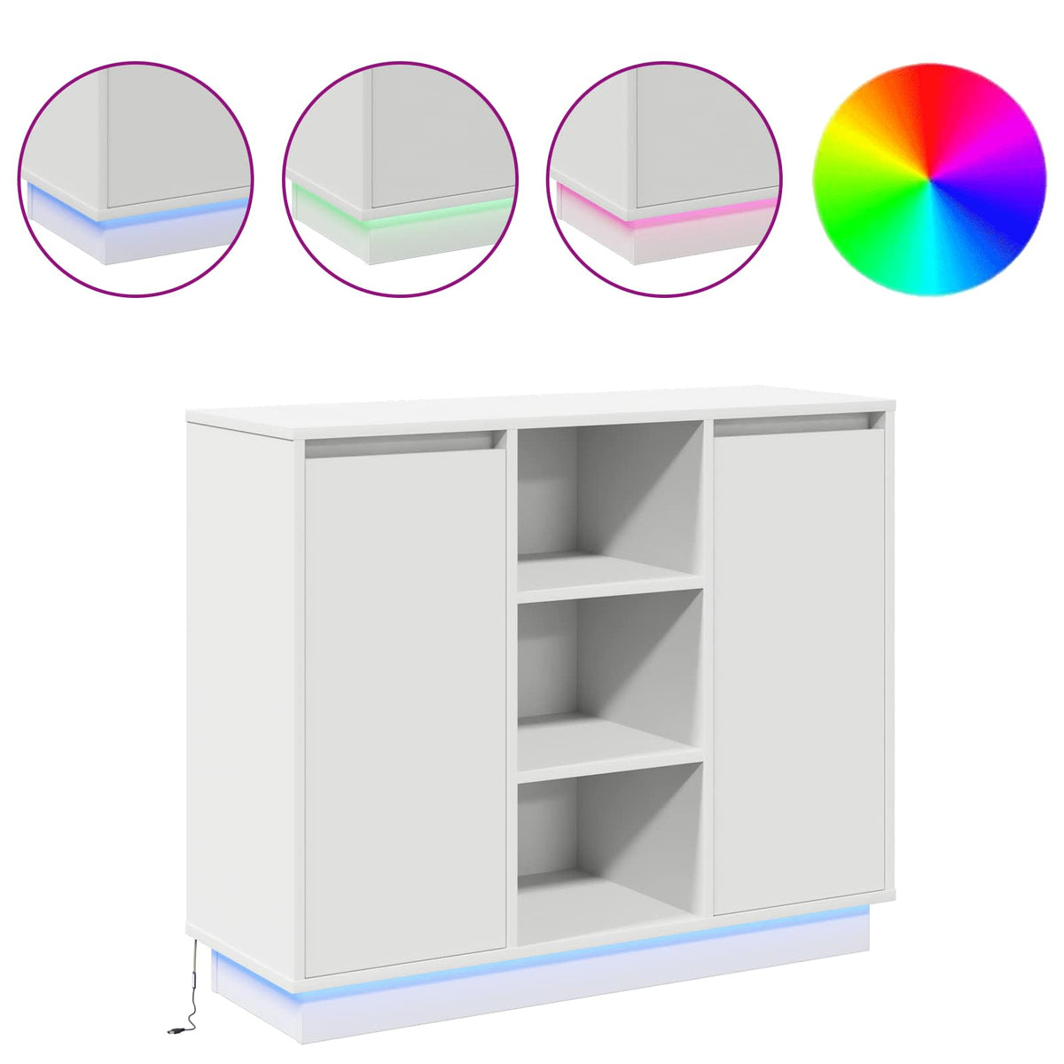 LED Sideboard 90 x 32 x 75 cm Engineered Wood White