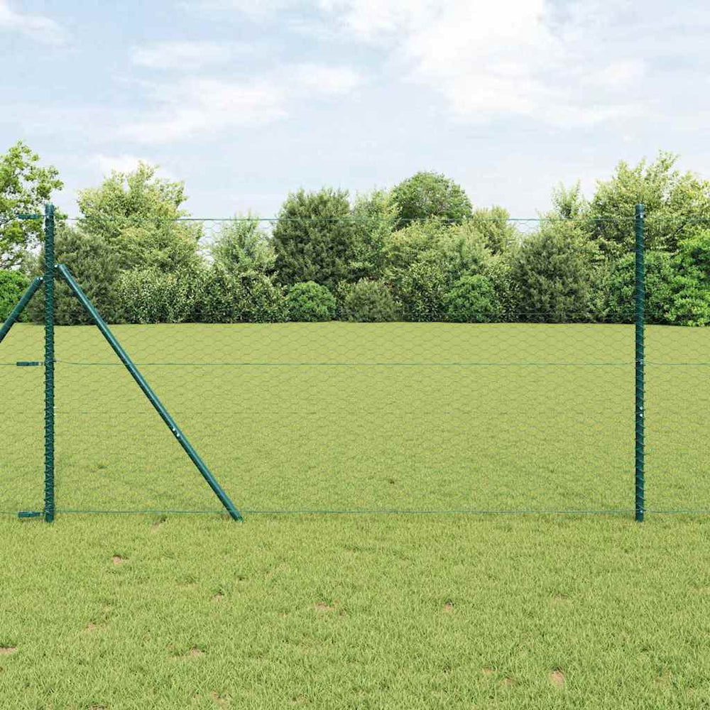 vidaXL Hexagonal Fence Ground Fix 100 x 1.4 m PVC-Coated Steel Green