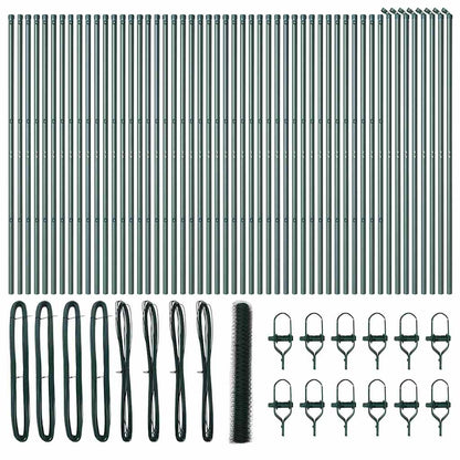 vidaXL Hexagonal Fence Ground Fix 100 x 1.4 m PVC-Coated Steel Green 2