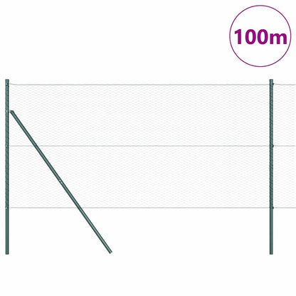 vidaXL Hexagonal Fence Ground Fix 100 x 1.5 m PVC-Coated Steel Green 3