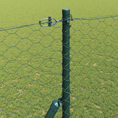 vidaXL Hexagonal Fence Ground Fix 100 x 1.5 m PVC-Coated Steel Green 4