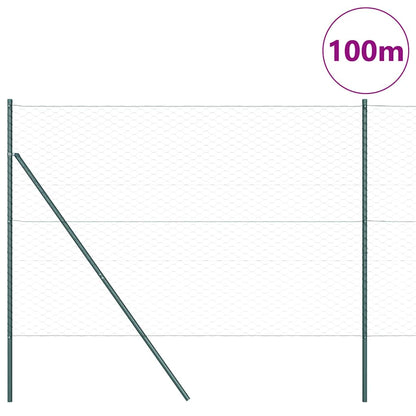 vidaXL Hexagonal Fence Ground Fix 100 x 1.5 m PVC-Coated Steel Green 3