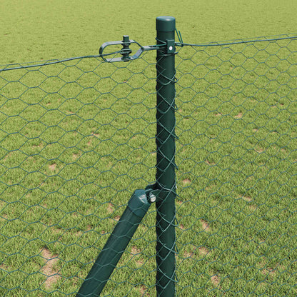 vidaXL Hexagonal Fence Ground Fix 100 x 1.6 m PVC-Coated Steel Green 4