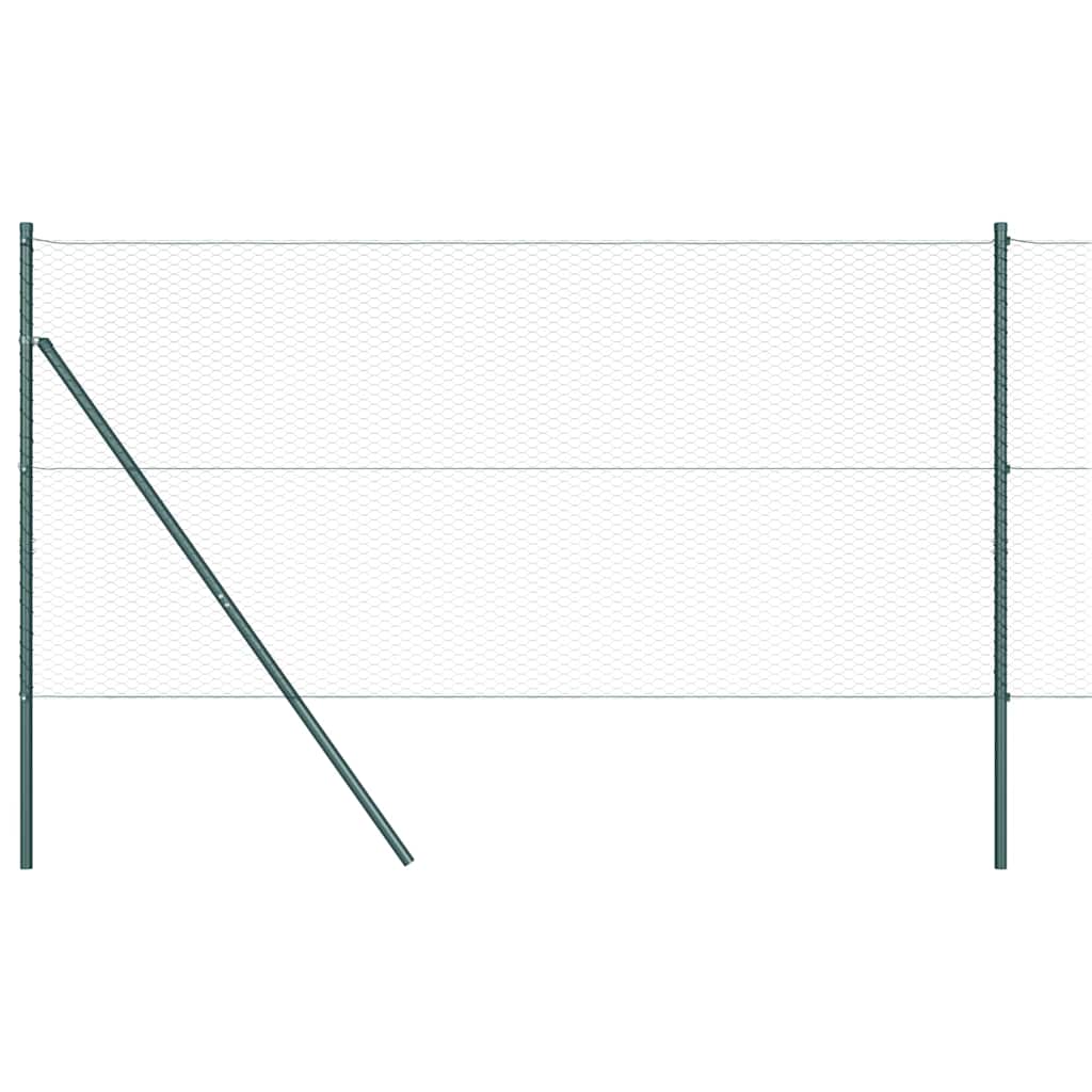 vidaXL Hexagonal Fence Ground Fix 100 x 1.6 m PVC-Coated Steel Green 2