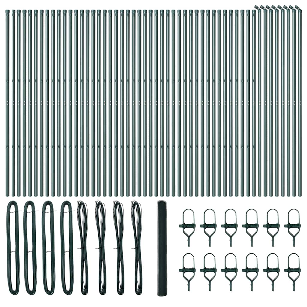 vidaXL Hexagonal Fence Ground Fix 100 x 1.6 m PVC-Coated Steel Green 5