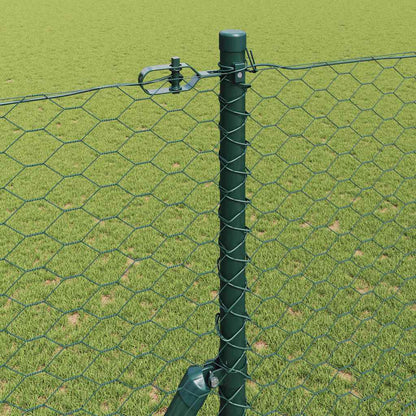 vidaXL Hexagonal Fence Ground Fix 100 x 1.6 m PVC-Coated Steel Green 4