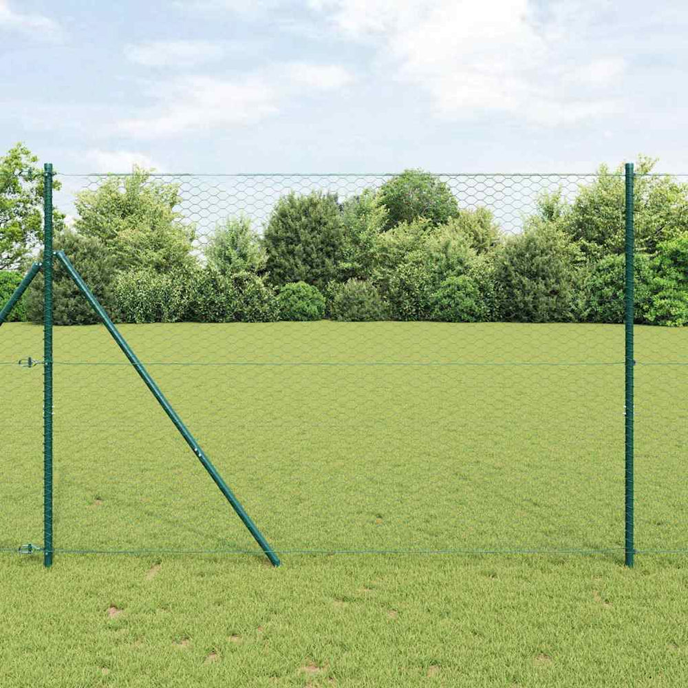 vidaXL Hexagonal Fence Ground Fix 100 x 1.6 m PVC-Coated Steel Green
