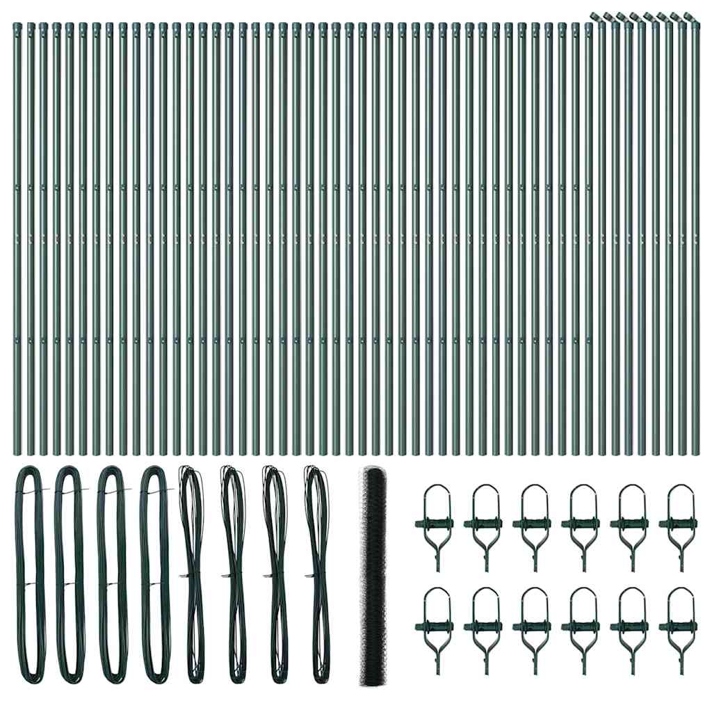 vidaXL Hexagonal Fence Ground Fix 100 x 1.6 m PVC-Coated Steel Green 2