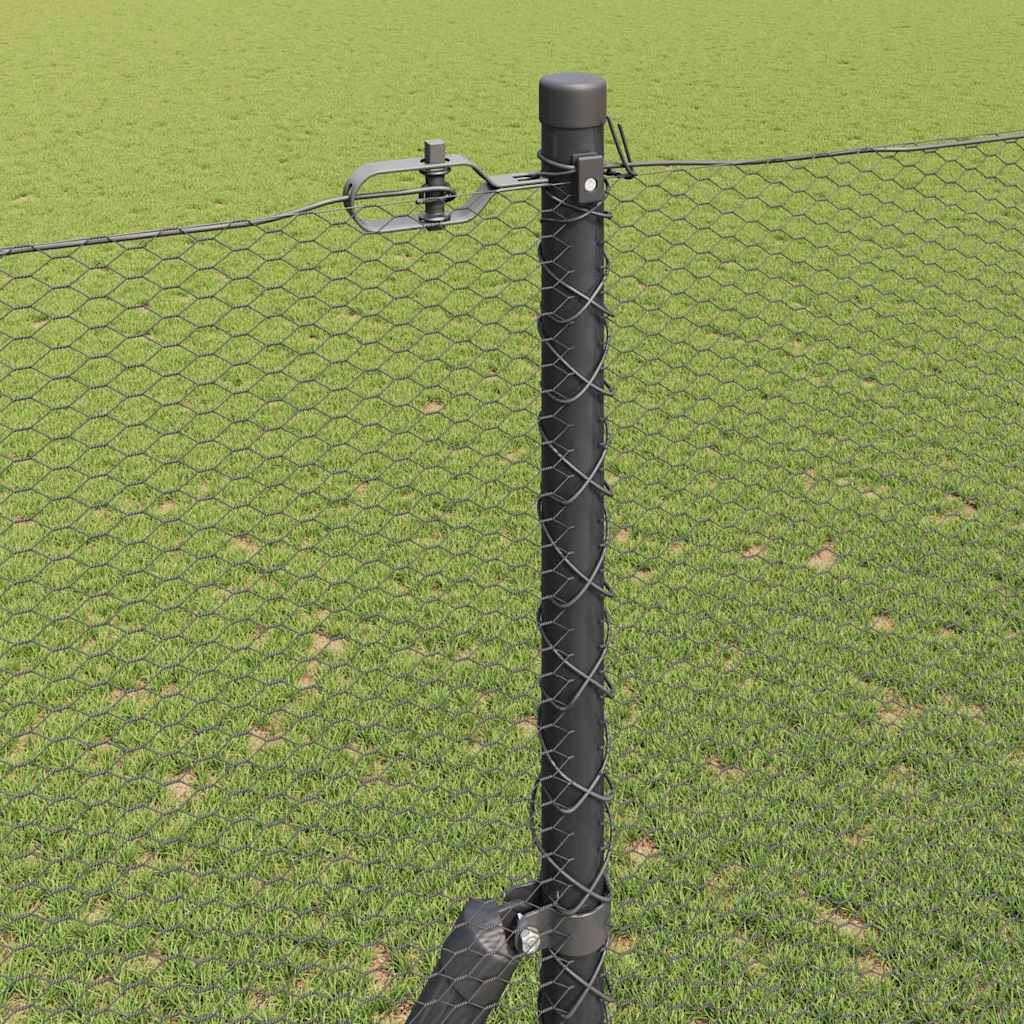 Hexagonal Fence Ground Fix 25 x 0.4 m PVC-Coated Steel mesh Size 13 mm mesh Grey 1.6 m