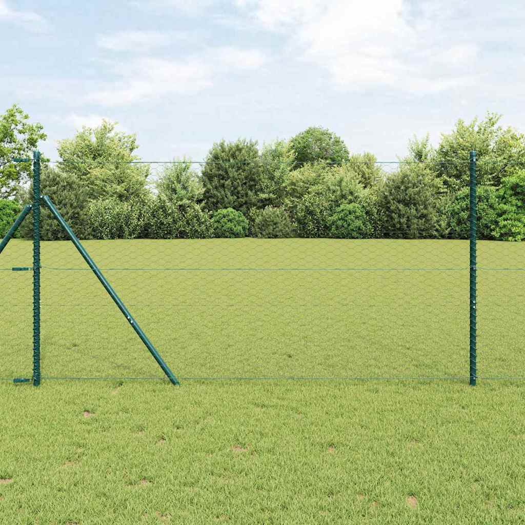 vidaXL Hexagonal Fence Ground Fix 100 x 1.4 m PVC-Coated Steel Grey 1