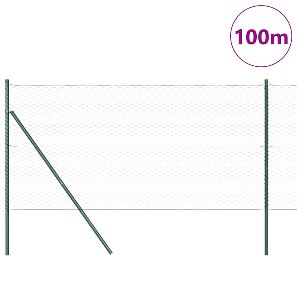 vidaXL Hexagonal Fence Ground Fix 100 x 1.4 m PVC-Coated Steel Grey 3