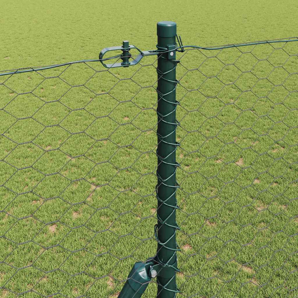 vidaXL Hexagonal Fence Ground Fix 100 x 1.5 m PVC-Coated Steel Grey 4