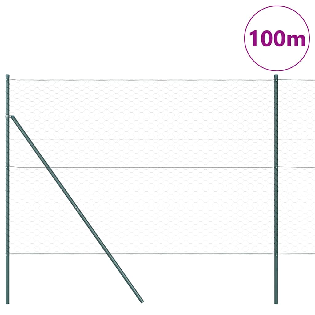 vidaXL Hexagonal Fence Ground Fix 100 x 1.6 m PVC-Coated Steel Grey 3