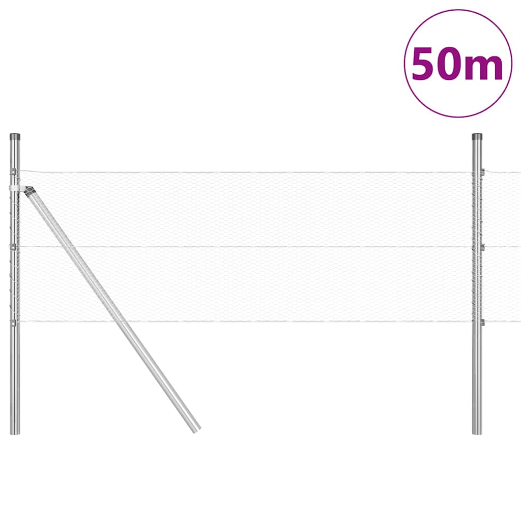 Hexagonal Fence Ground Fix 50 x 1 m Silver Galvanised Steel mesh Size 13 mm mesh 0.8 m