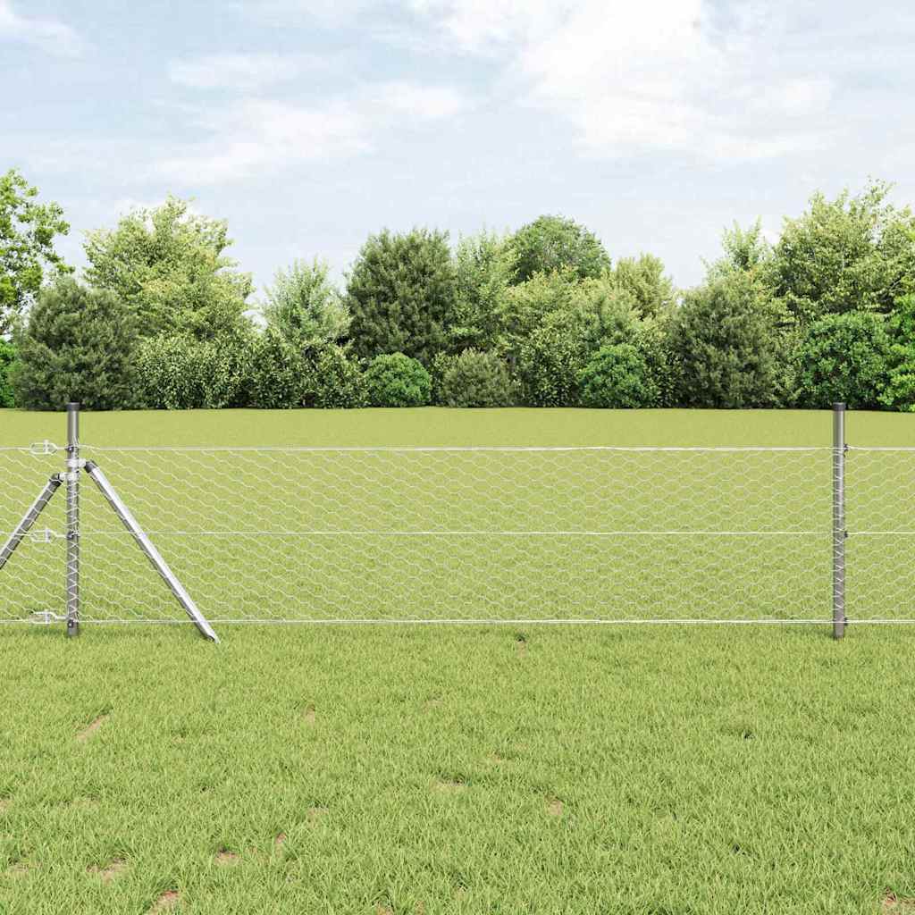 Hexagonal Fence Ground Fix 100 x 1 m Silver Galvanised Steel mesh Size 36 mm mesh 0.4 m
