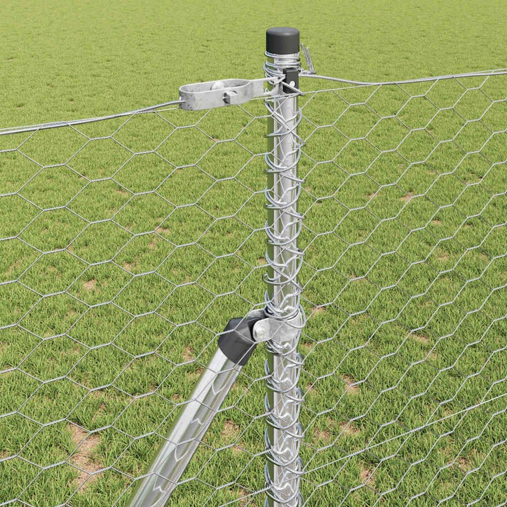 Hexagonal Fence Ground Fix 100 x 1 m Silver Galvanised Steel mesh Size 36 mm mesh 1.4 m
