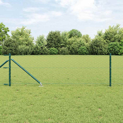 vidaXL Hexagonal Fence with Post 100 x 0.4 m PVC-Coated Steel Green mesh Size 36 mm mesh