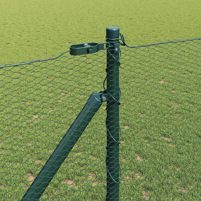 vidaXL Hexagonal Fence with Post 100 x 1 m PVC-Coated Steel Green Mesh 4