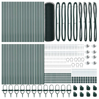 vidaXL Hexagonal Fence with Post 100 x 1 m PVC-Coated Steel Green Mesh 5