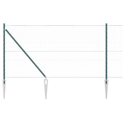 vidaXL Hexagonal Fence with Post 100 x 1 m PVC-Coated Steel Green Mesh 2