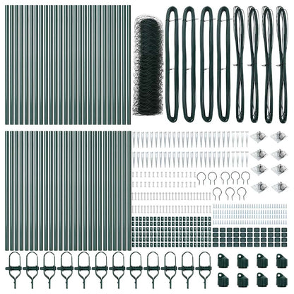 vidaXL Hexagonal Fence with Post 100 x 1 m PVC-Coated Steel Green Mesh 6