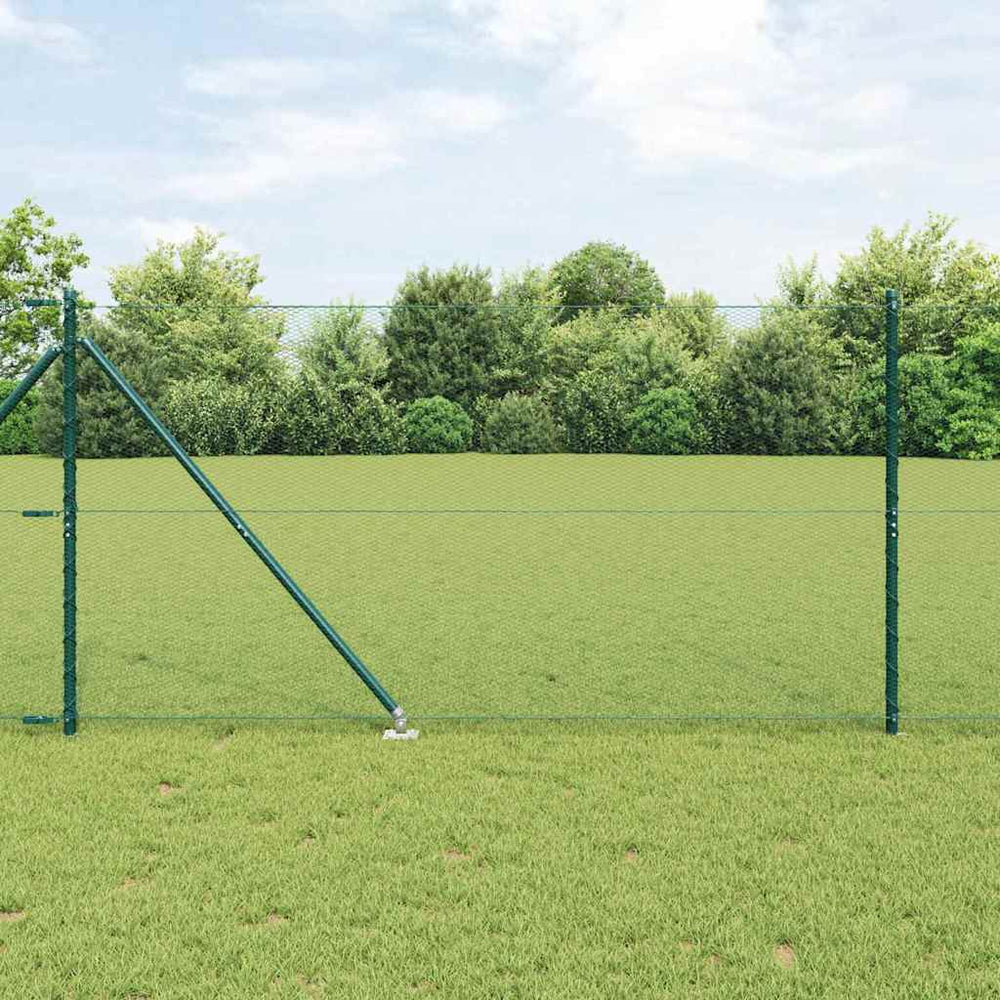 vidaXL Hexagonal Fence with Post 100 x 1.2 m PVC-Coated Steel Green
