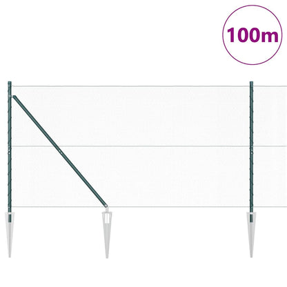vidaXL Hexagonal Fence with Post 100 x 1.2 m PVC-Coated Steel Green 3