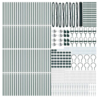 vidaXL Hexagonal Fence with Post 100 x 1.4 m PVC-Coated Steel Green 5