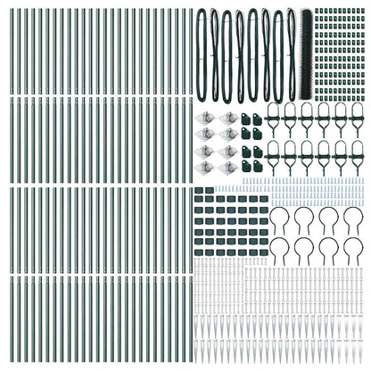 vidaXL Hexagonal Fence with Post 100 x 1.4 m PVC-Coated Steel Green 5