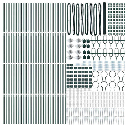 vidaXL Hexagonal Fence with Post 100 x 1.5 m PVC-Coated Steel Green 5