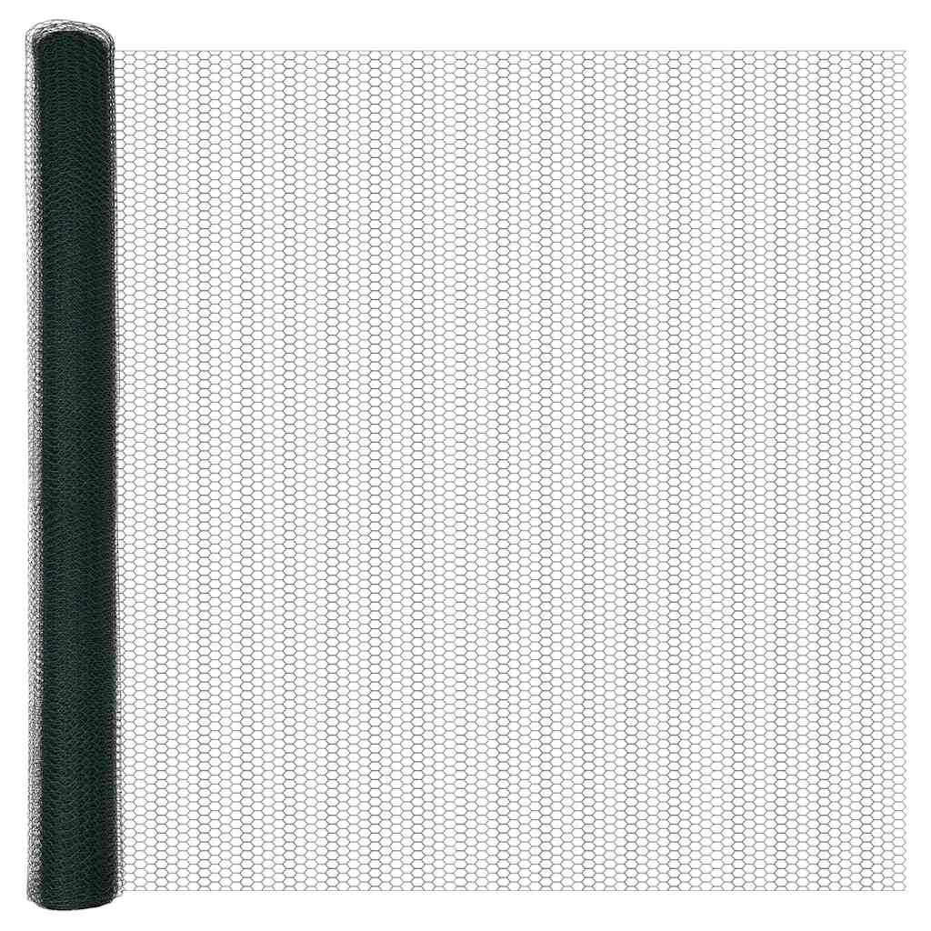 vidaXL Hexagonal Fence with Post 100 x 1.5 m PVC-Coated Steel Green 6