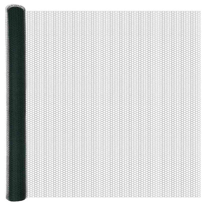 vidaXL Hexagonal Fence with Post 100 x 1.5 m PVC-Coated Steel Green 6