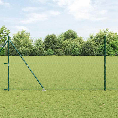 vidaXL Hexagonal Fence with Post 100 x 1.5 m PVC-Coated Steel Green 1