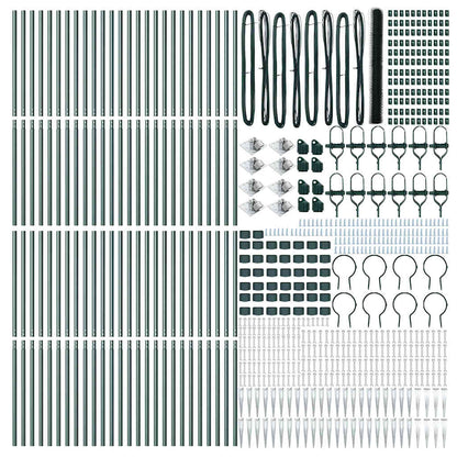 vidaXL Hexagonal Fence with Post 100 x 1.5 m PVC-Coated Steel Green 5