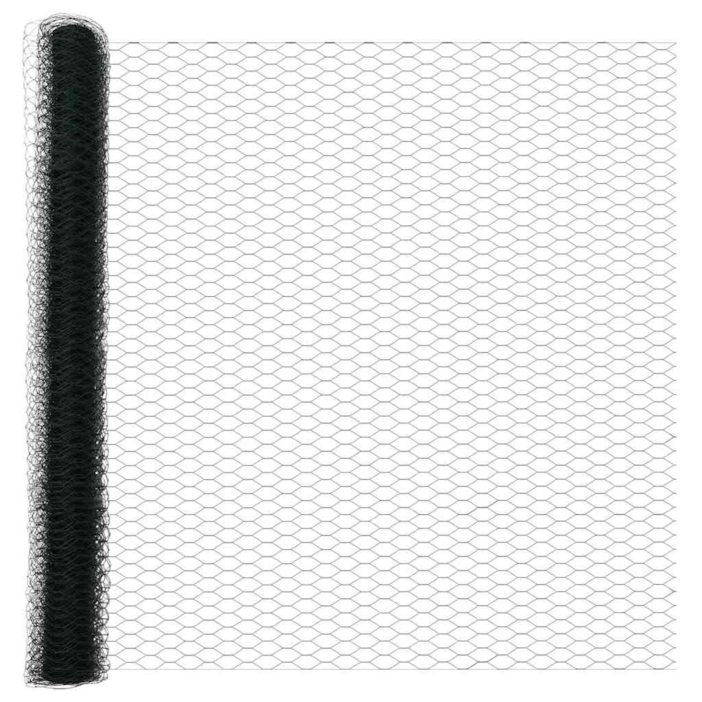 vidaXL Hexagonal Fence with Post 100 x 1.5 m PVC-Coated Steel Green 6