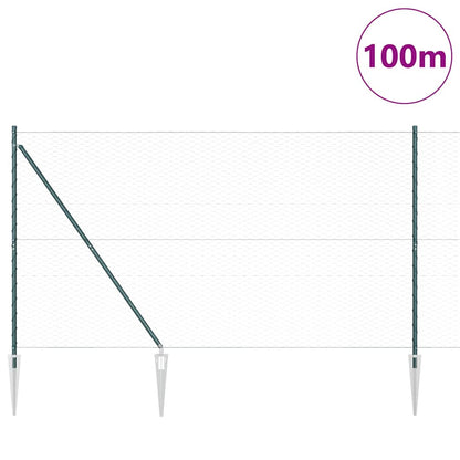 vidaXL Hexagonal Fence with Post 100 x 1.5 m PVC-Coated Steel Green 3