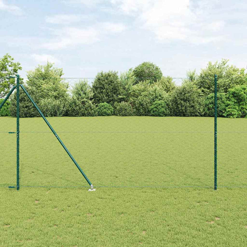 vidaXL Hexagonal Fence with Post 100 x 1.5 m PVC-Coated Steel Green