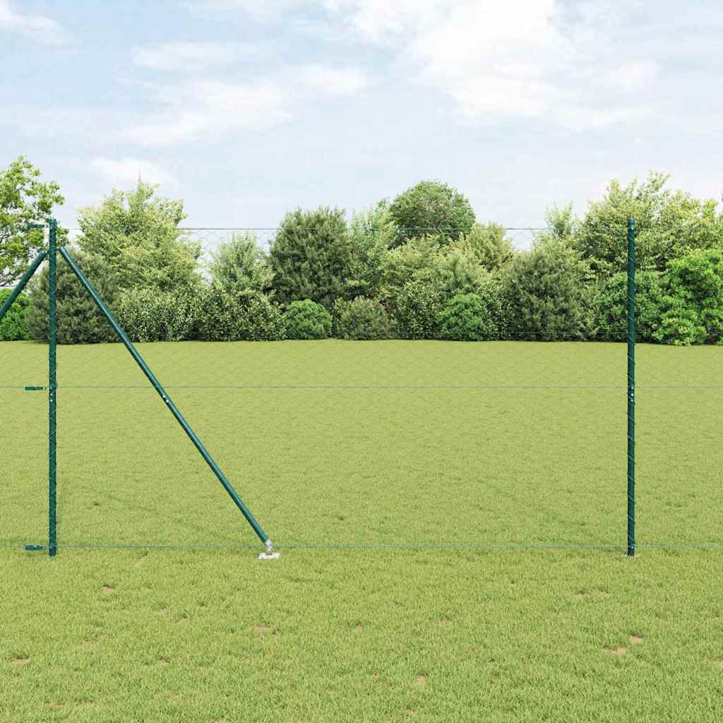 vidaXL Hexagonal Fence with Post 100 x 1.5 m PVC-Coated Steel Green 1