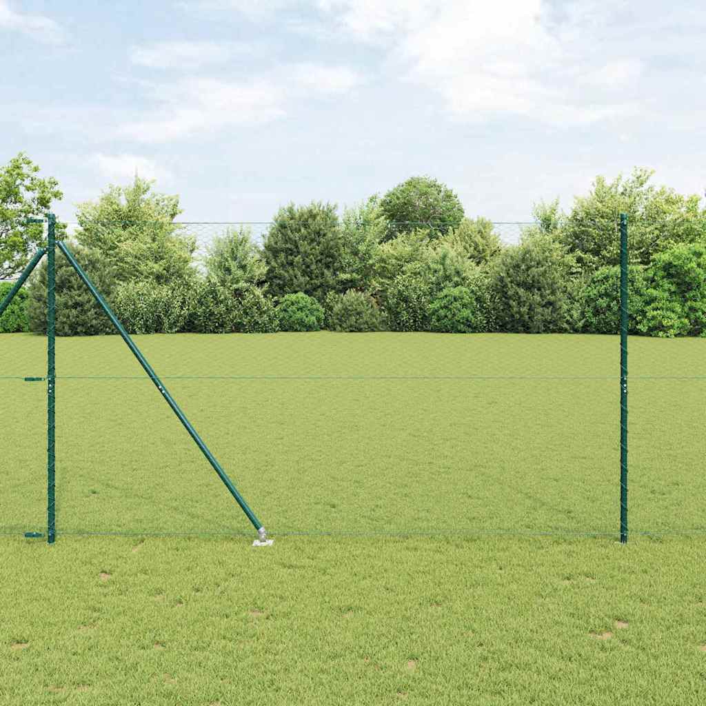 vidaXL Hexagonal Fence with Post 100 x 1.6 m PVC-Coated Steel Green 1